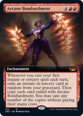 Arcane Bombardment Extended Art 422 (Streets of New Capenna)  - Foil | Good Games Adelaide SA
