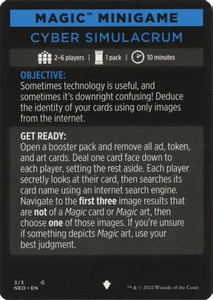 Cyber Simulacrum (Magic Minigame) [Kamigawa: Neon Dynasty Minigame] | Good Games Adelaide SA
