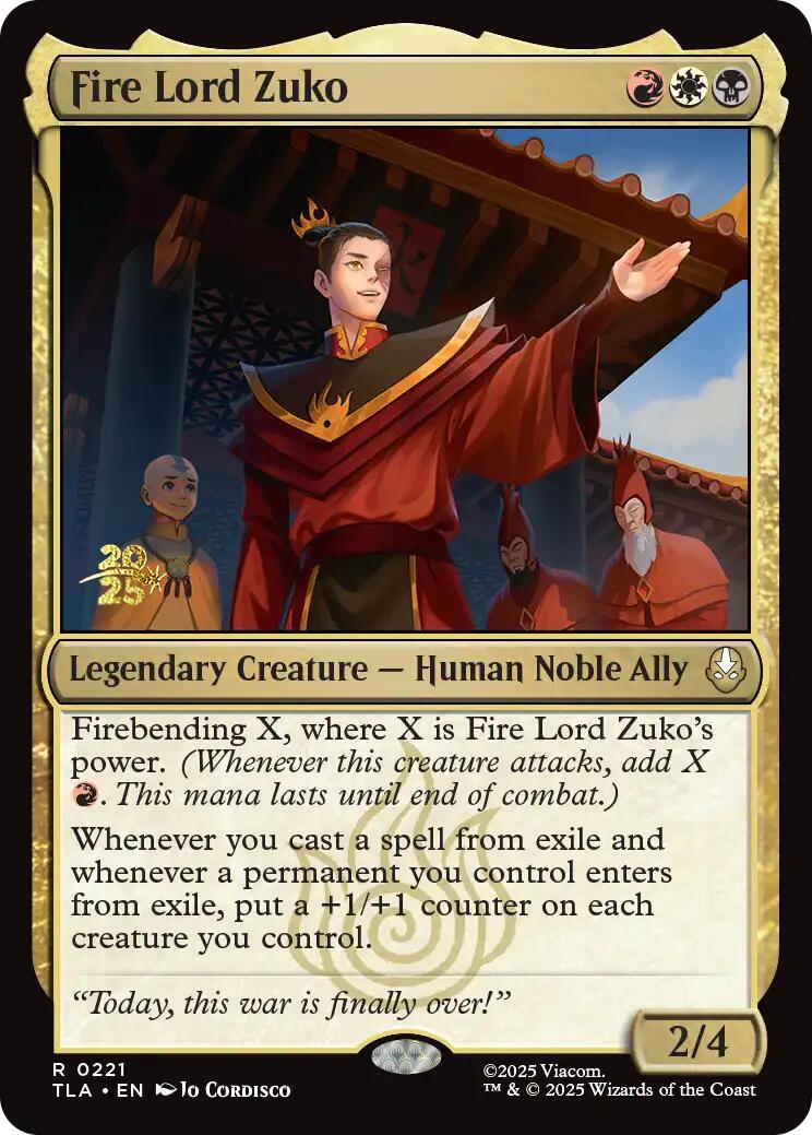 Fire Lord Zuko [Avatar: The Last Airbender Prerelease Cards] | Good Games Adelaide SA