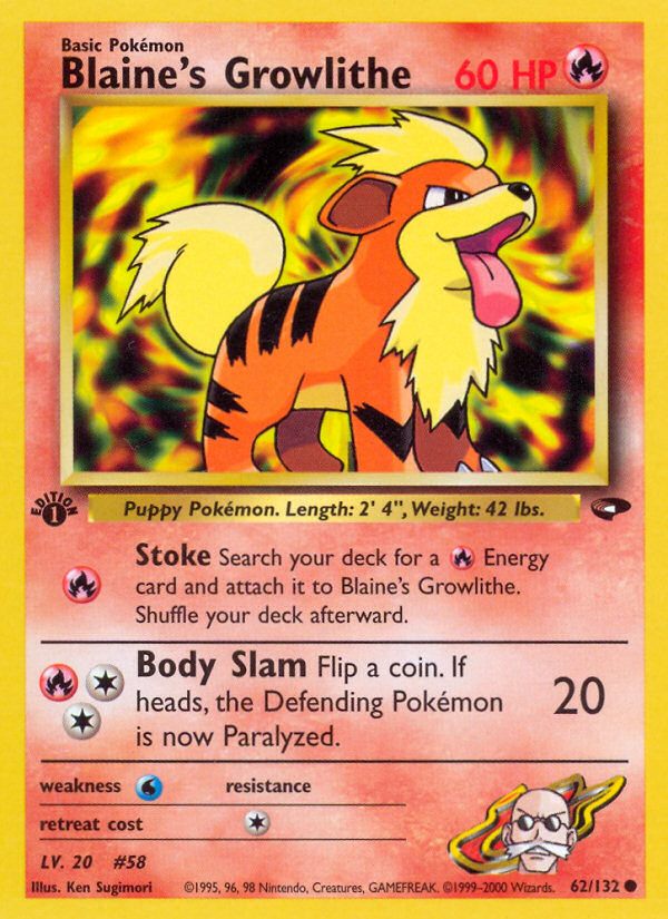 Blaine's Growlithe (62/132) [Gym Challenge 1st Edition] | Good Games Adelaide SA