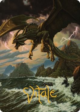 Ancient Bronze Dragon Art Card 3 81 Gold Stamped Signature 3 (Art Series: Commander Legends: Battle for Baldur's Gate)  | Good Games Adelaide SA