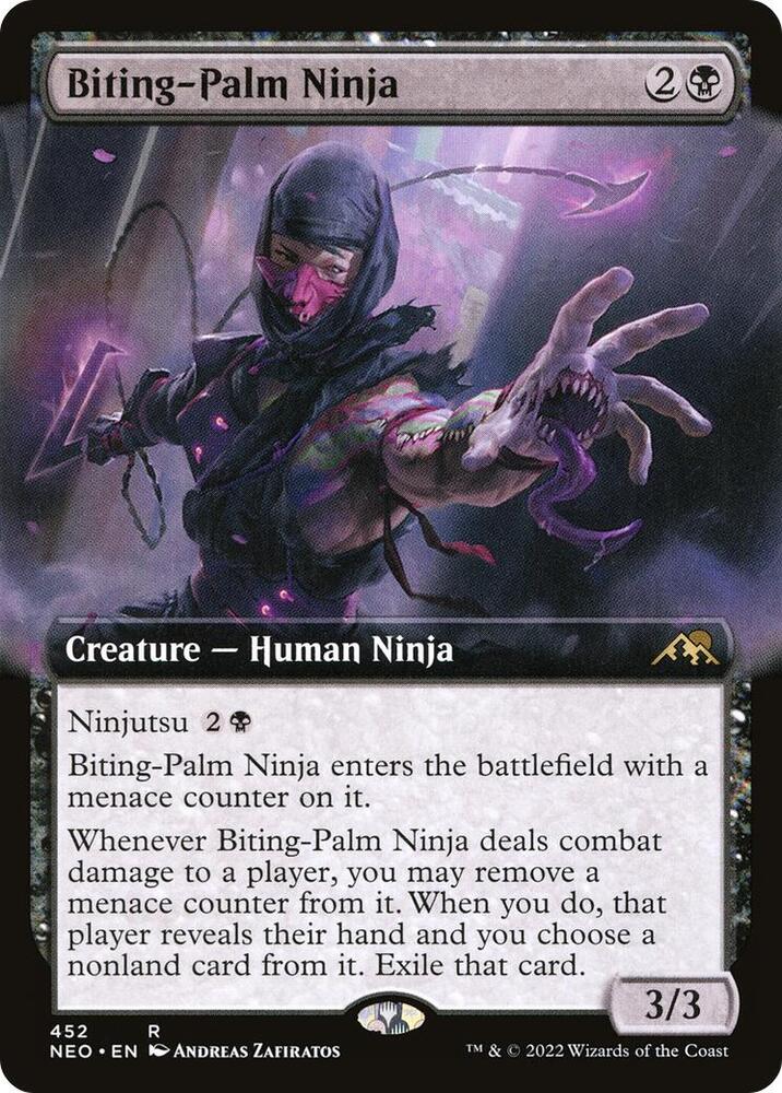 Biting-Palm Ninja 452 (Kamigawa: Neon Dynasty)  - Extended Art | Good Games Adelaide SA