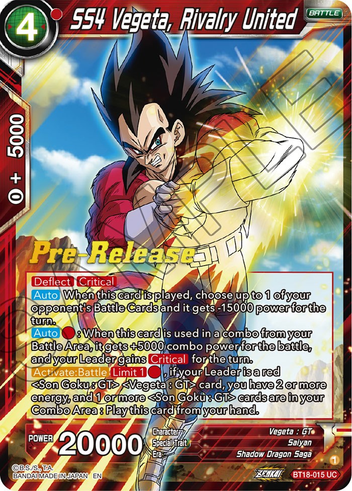 SS4 Vegeta, Rivalry United (BT18-015) [Dawn of the Z-Legends Prerelease Promos] | Good Games Adelaide SA