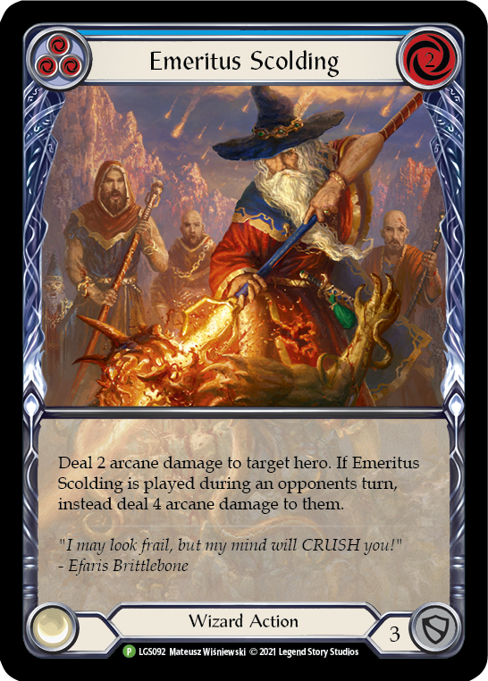 Emeritus Scolding (Blue Extended Art) [LGS092] (Promo)  Rainbow Foil | Good Games Adelaide SA