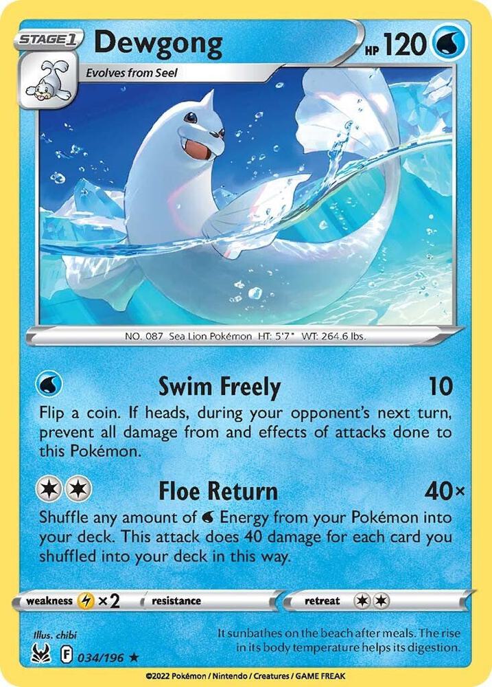 Dewgong 034/196 (SWSH11: Lost Origin)  | Good Games Adelaide SA
