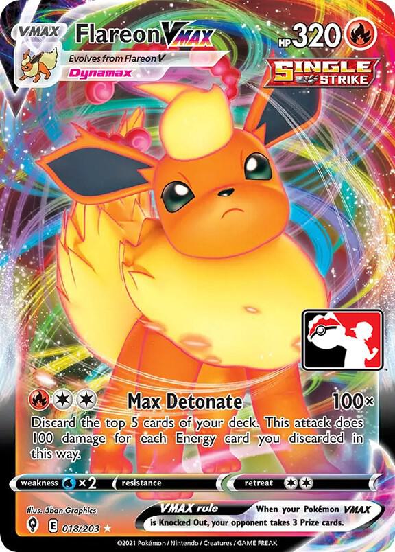 Flareon VMAX Series 1/2 018/203 (Prize Pack Series Cards)  - Holofoil | Good Games Adelaide SA
