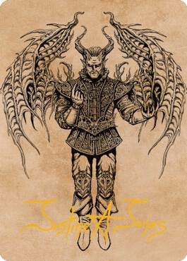 Raphael Fiendish Savior Art Card 75 81 Gold Stamped Signature 75 (Art Series: Commander Legends: Battle for Baldur's Gate)  | Good Games Adelaide SA