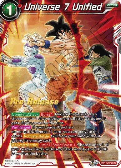 Universe 7 Unified (BT16-019) [Realm of the Gods Prerelease Promos] | Good Games Adelaide SA