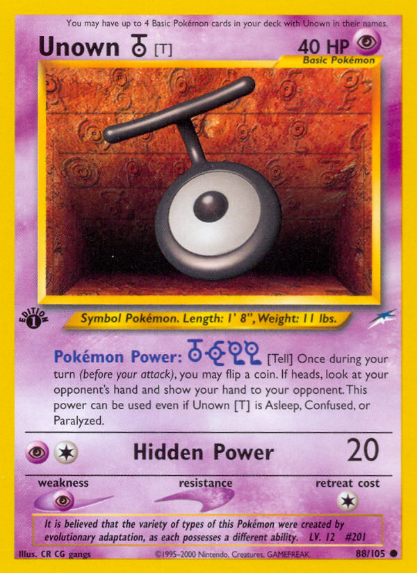 Unown [T] (88/105) [Neo Destiny 1st Edition] | Good Games Adelaide SA
