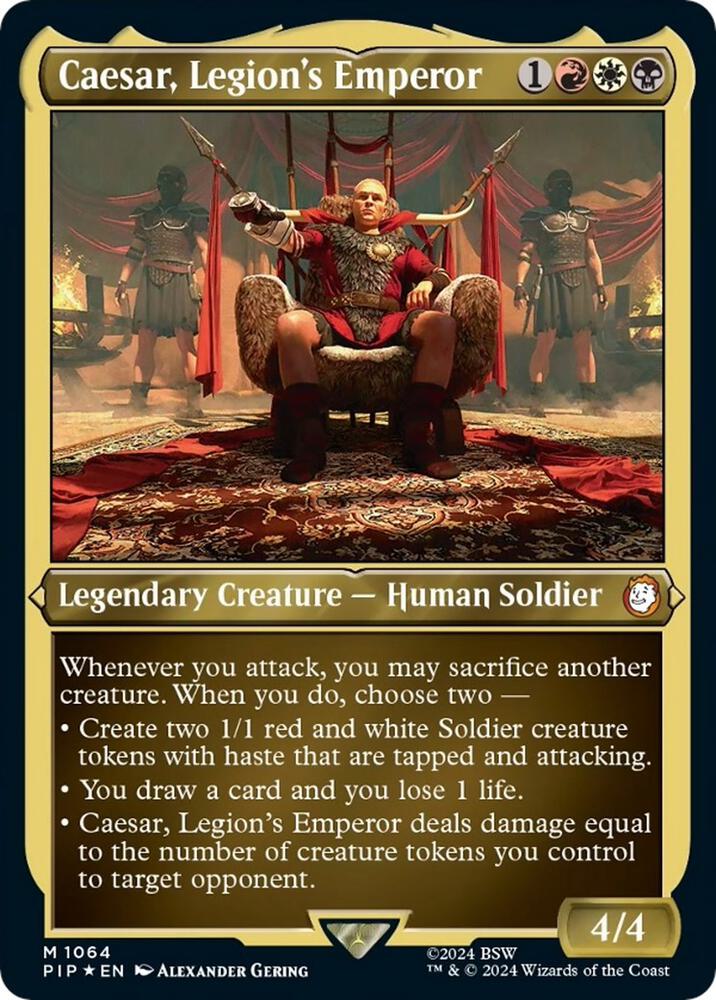 Caesar Legions Emperor Display Commander Thick Stock 1064 (Universes Beyond: Fallout)  - Foil | Good Games Adelaide SA