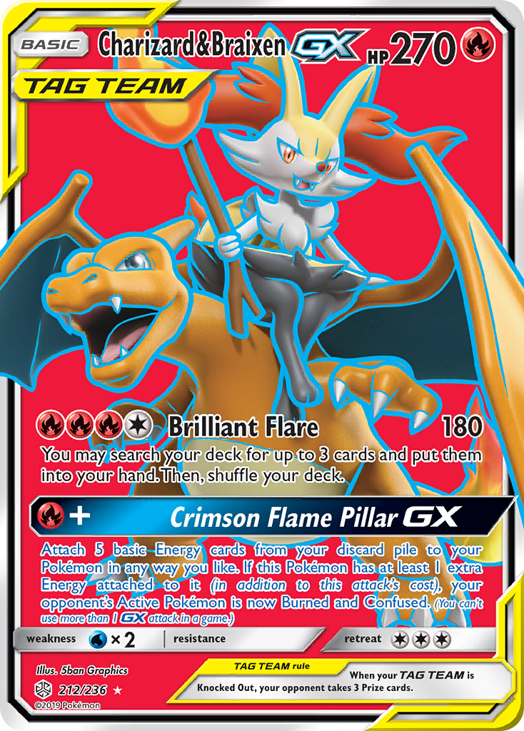Charizard & Braixen GX (212/236) [Sun & Moon: Cosmic Eclipse] | Good Games Adelaide SA