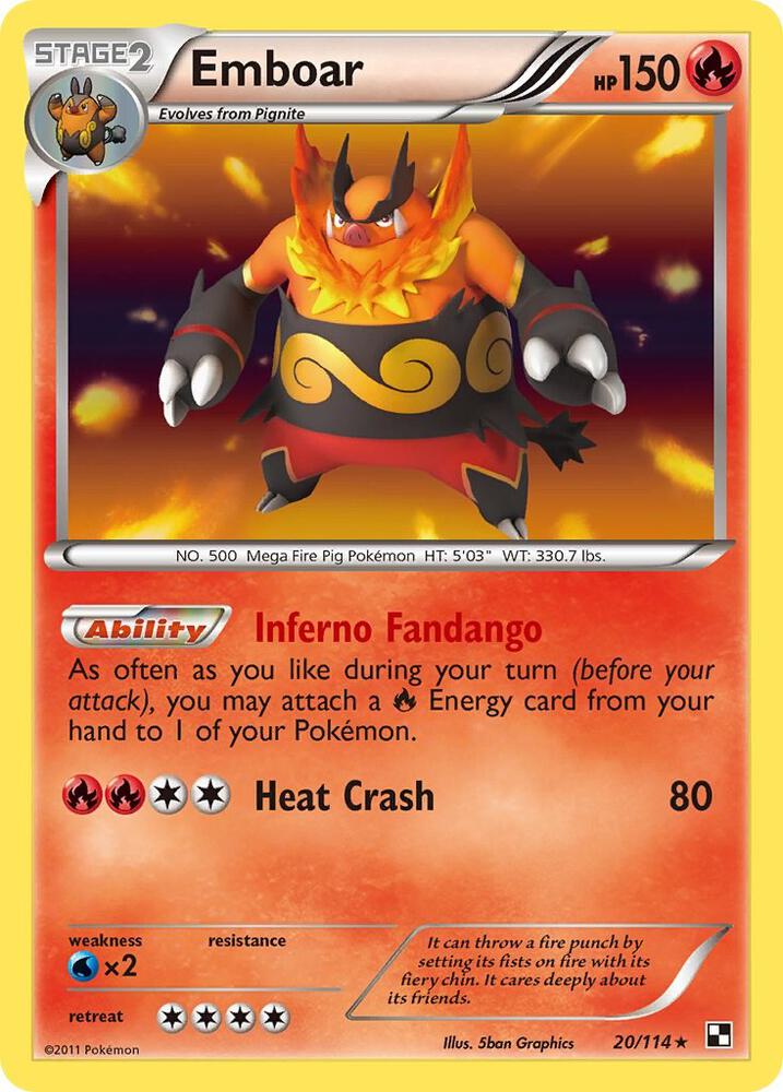 Emboar 20/114 (Black and White)  - Holofoil | Good Games Adelaide SA