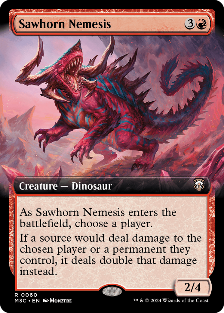 Sawhorn Nemesis (Extended Art) (Ripple Foil) [Modern Horizons 3 Commander] | Good Games Adelaide SA