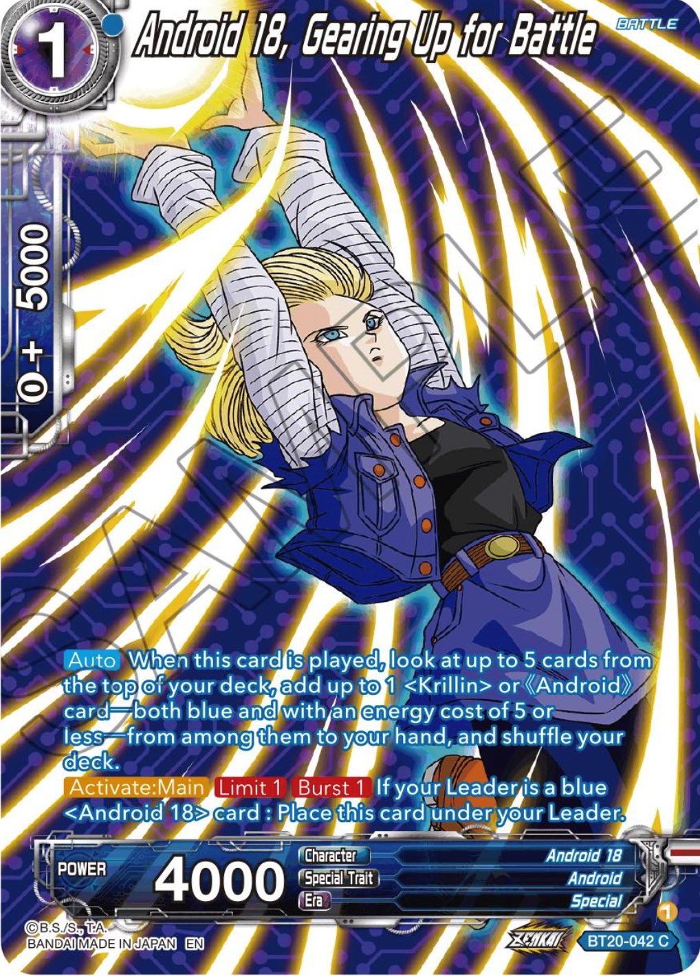 Android 18, Gearing Up for Battle (Silver Foil) (BT20-042) [Power Absorbed] | Good Games Adelaide SA
