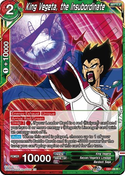 King Vegeta, the Insubordinate (EB1-56) [Battle Evolution Booster] | Good Games Adelaide SA