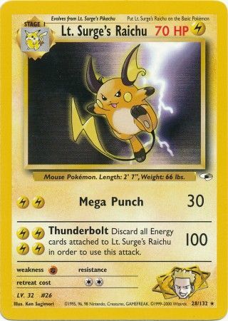 Lt. Surge's Raichu (28/132) [Gym Heroes Unlimited] | Good Games Adelaide SA
