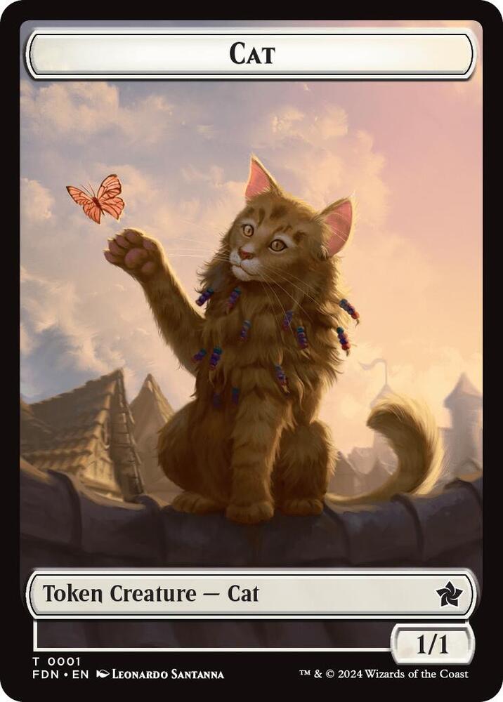 Cat 0001 Cat 0002 Doubled Sided Token 1 // 2 (Foundations)  - Foil | Good Games Adelaide SA
