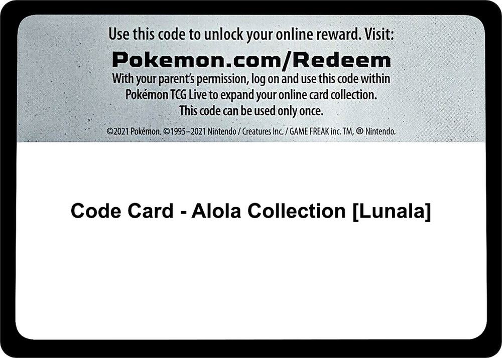 Code Card Alola Collection Lunala  (Miscellaneous Cards & Products)  | Good Games Adelaide SA