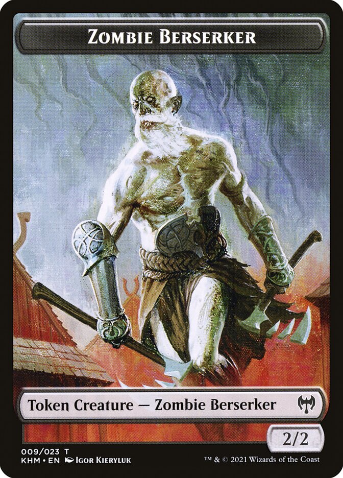 Human Warrior // Zombie Berserker Double-sided Token [Kaldheim Tokens] | Good Games Adelaide SA