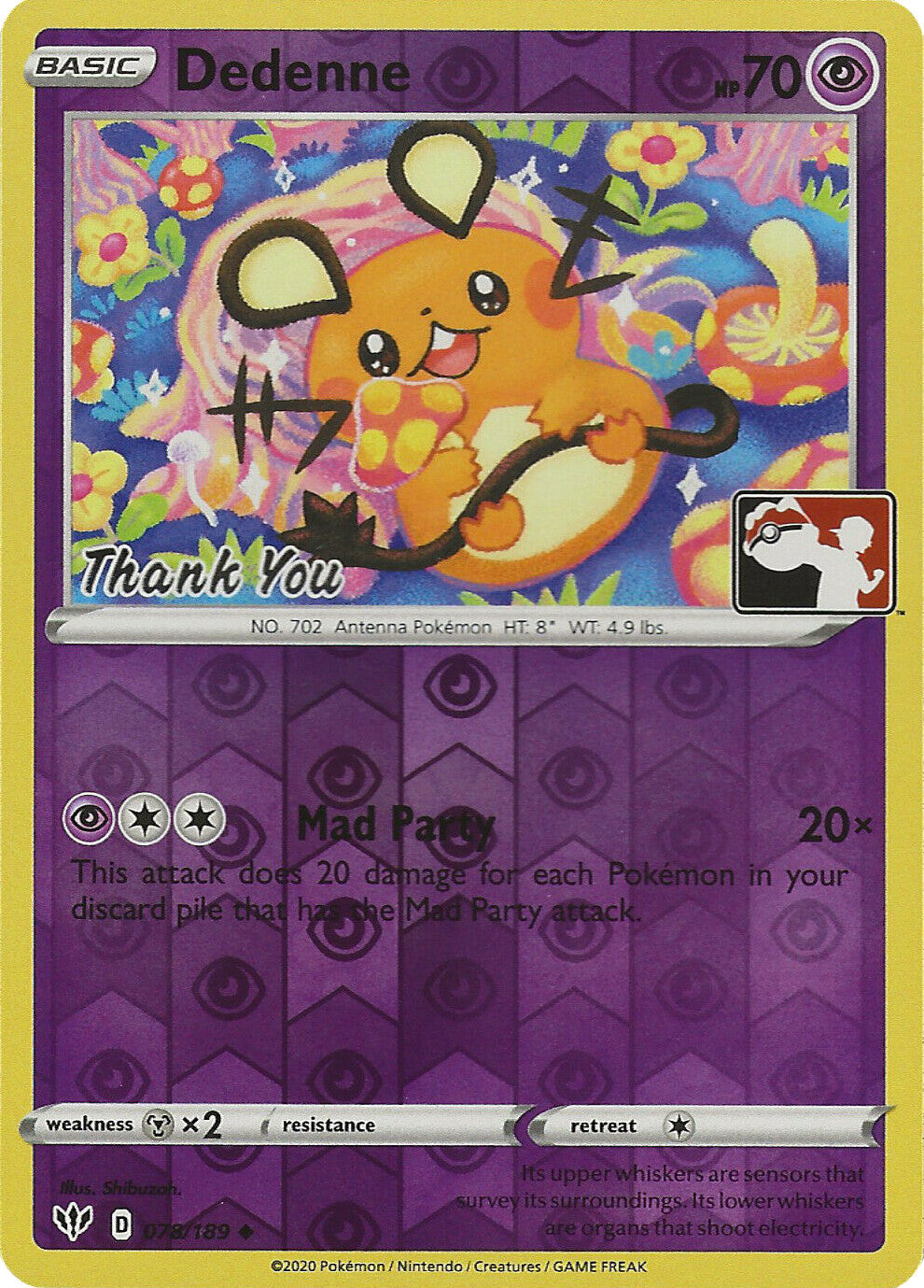 Dedenne (078/189) (Thank You Promo) [Sword & Shield: Darkness Ablaze] | Good Games Adelaide SA