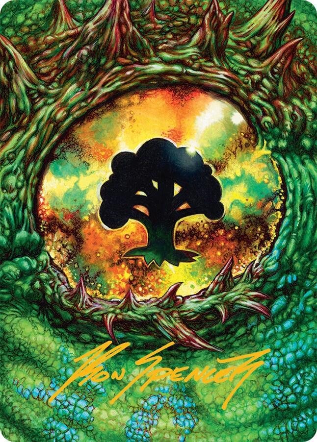 Forest Art Card 32 54 Gold Stamped Signature 32 (Art Series: Tarkir: Dragonstorm)  | Good Games Adelaide SA