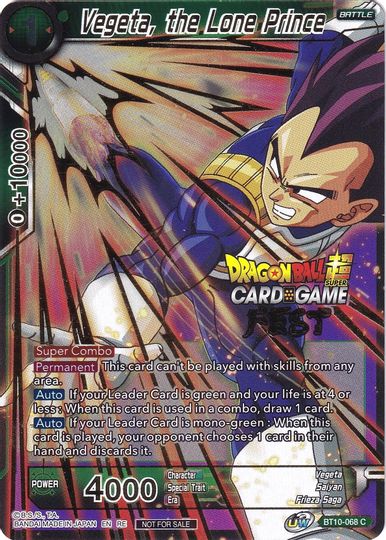 Vegeta, the Lone Prince (Card Game Fest 2022) (BT10-068) [Tournament Promotion Cards] | Good Games Adelaide SA