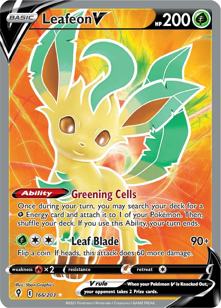 Leafeon V (166/203) [Sword & Shield: Evolving Skies] | Good Games Adelaide SA