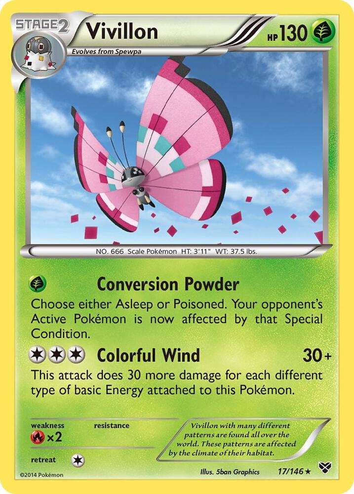 Vivillon Meadow Pink 17/146 (XY Base Set)  - Holofoil | Good Games Adelaide SA