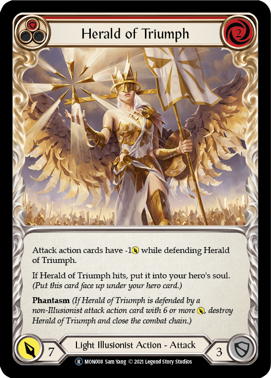 Herald of Triumph (Red) [U-MON008-RF] Unlimited Rainbow Foil | Good Games Adelaide SA