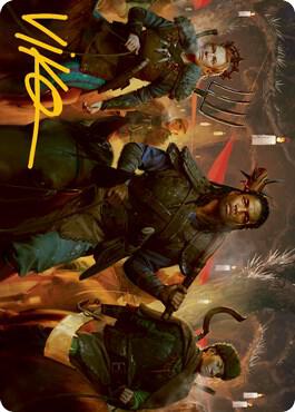 Candlelit Cavalry Art Card Gold Stamped Signature 48 (Art Series: Innistrad: Midnight Hunt)  | Good Games Adelaide SA