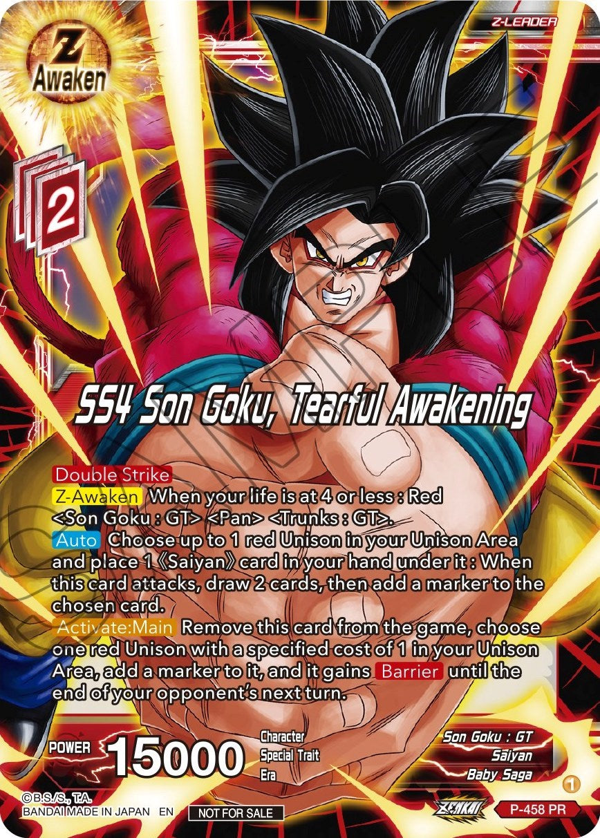 SS4 Son Goku, Tearful Awakening (Z03 Dash Pack) (P-458) [Promotion Cards] | Good Games Adelaide SA