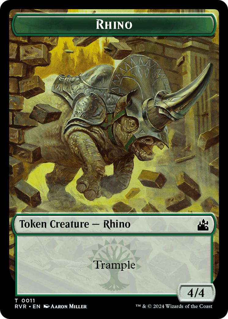 Elf Knight // Rhino Double-Sided Token [Ravnica Remastered Tokens] | Good Games Adelaide SA