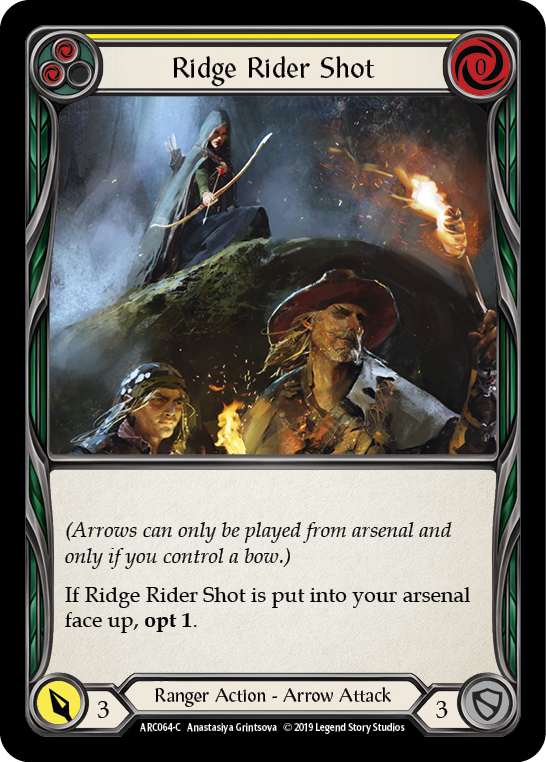 Ridge Rider Shot (Yellow) [ARC064-C] 1st Edition Rainbow Foil | Good Games Adelaide SA