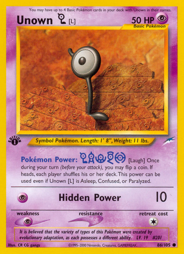 Unown [L] (86/105) [Neo Destiny 1st Edition] | Good Games Adelaide SA