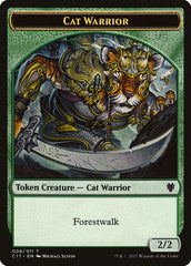 Cat (001) // Cat Warrior (008) Double-sided Token [Commander 2017 Tokens] | Good Games Adelaide SA