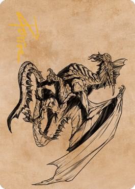 Ancient Silver Dragon Art Card 47 81 Gold Stamped Signature 47 (Art Series: Commander Legends: Battle for Baldur's Gate)  | Good Games Adelaide SA