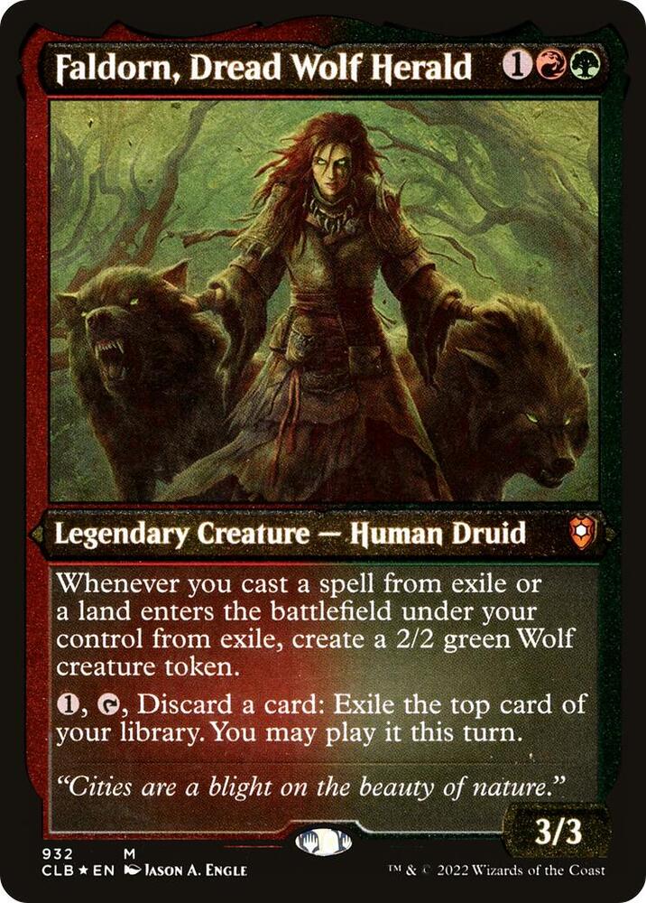 Faldorn Dread Wolf Herald Display Commander Thick Stock 932 (Commander Legends: Battle for Baldur's Gate)  - Foil | Good Games Adelaide SA