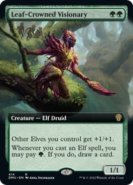 Leaf Crowned Visionary Extended Art 414 (Dominaria United)  - Foil | Good Games Adelaide SA