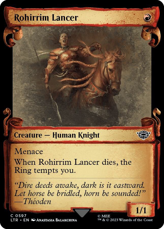 Rohirrim Lancer 597 (Universes Beyond: The Lord of the Rings: Tales of Middle-earth)  - Showcase Scroll Foil | Good Games Adelaide SA