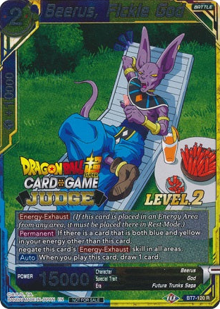 Beerus, Fickle God (Level 2) (BT7-120) [Judge Promotion Cards] | Good Games Adelaide SA