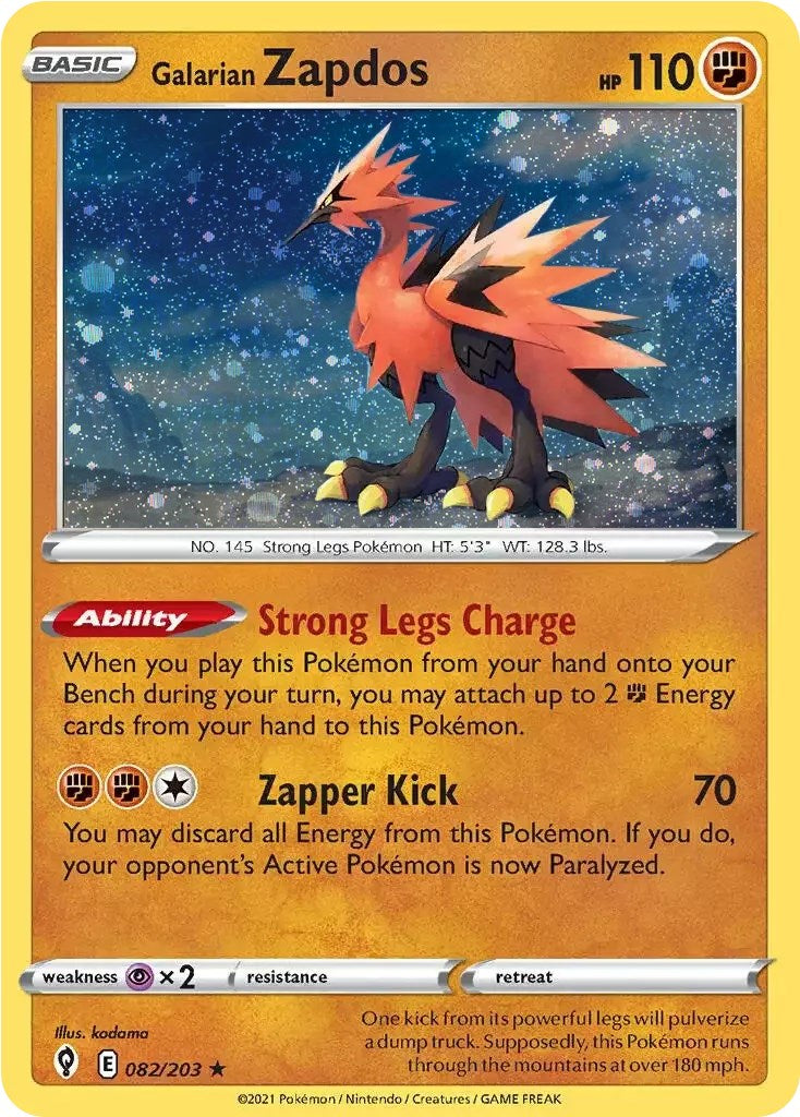 Galarian Zapdos (082/203) (Cosmos Holo) [Sword & Shield: Evolving Skies] | Good Games Adelaide SA
