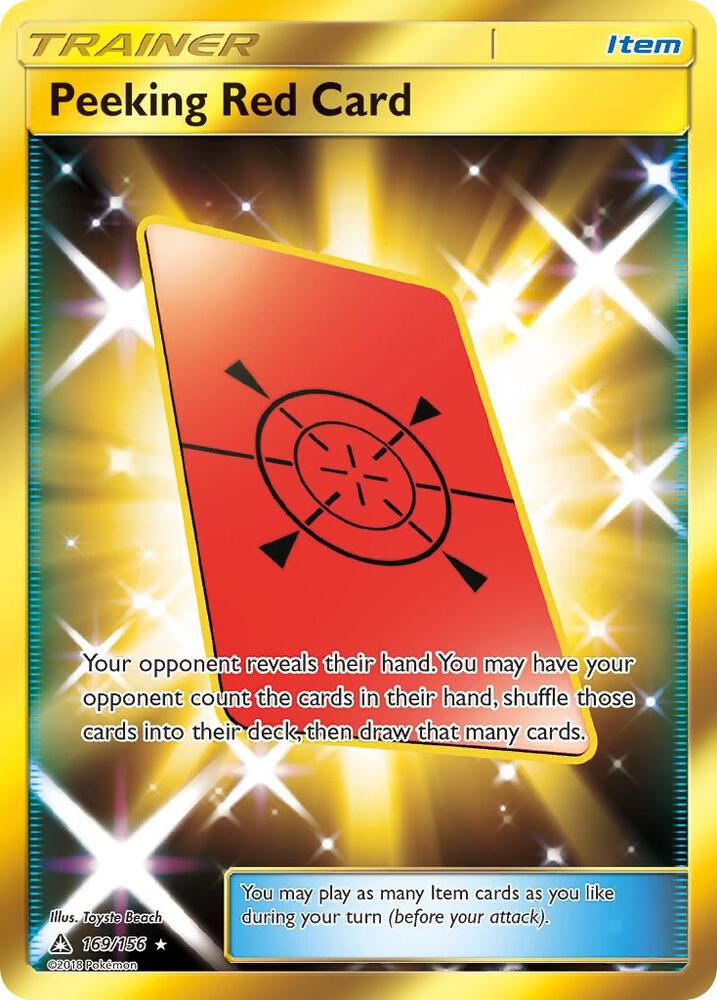 Peeking Red Card Secret Rare 169/156 (SM - Ultra Prism)  - Holofoil | Good Games Adelaide SA