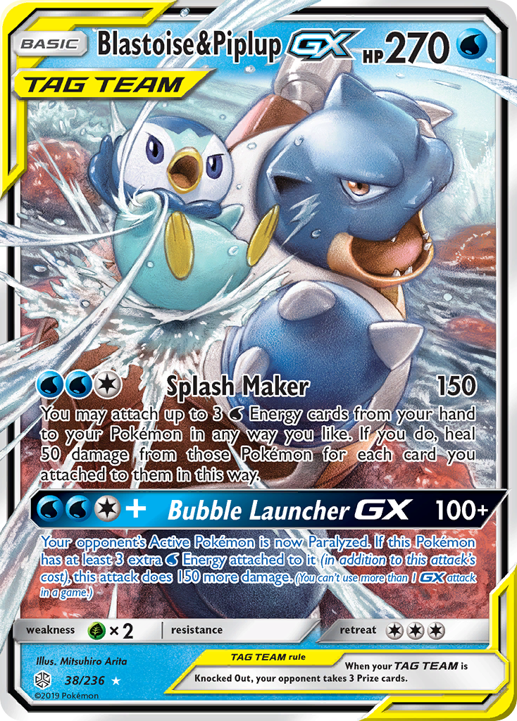 Blastoise & Piplup GX (38/236) [Sun & Moon: Cosmic Eclipse] | Good Games Adelaide SA
