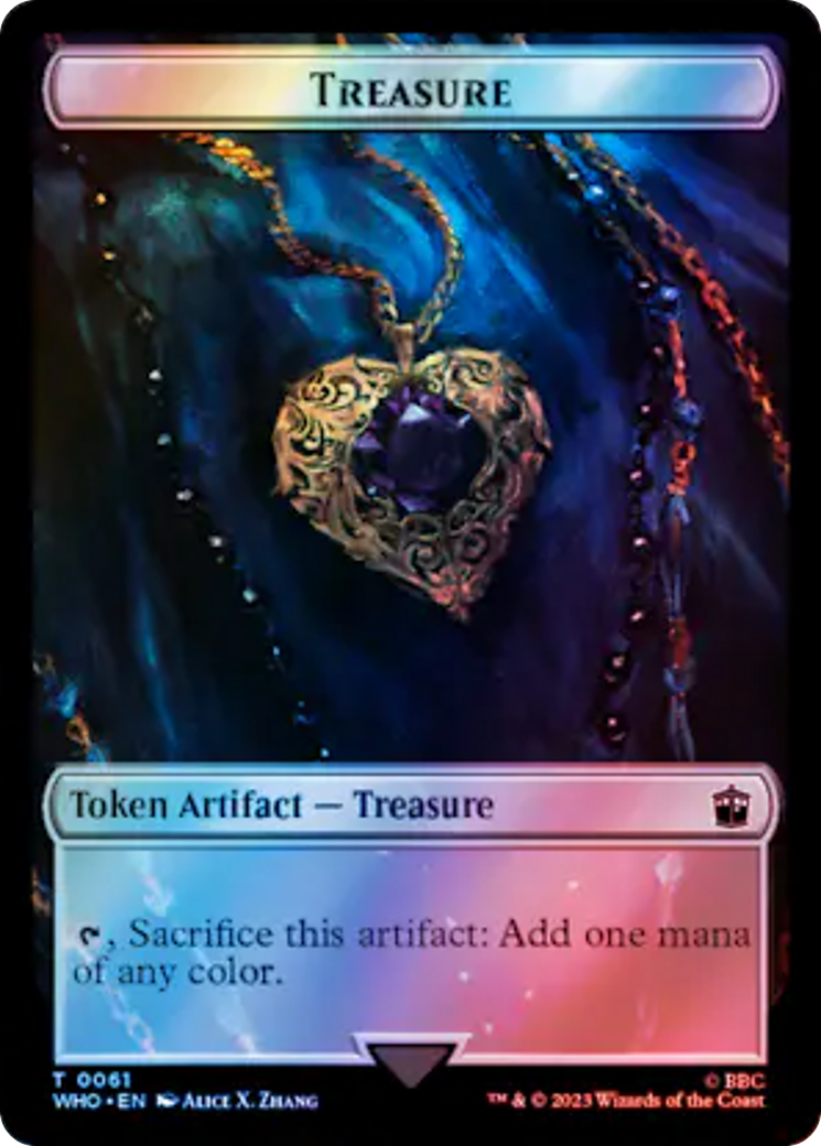 Warrior // Treasure (0061) Double-Sided Token (Surge Foil) [Doctor Who Tokens] | Good Games Adelaide SA