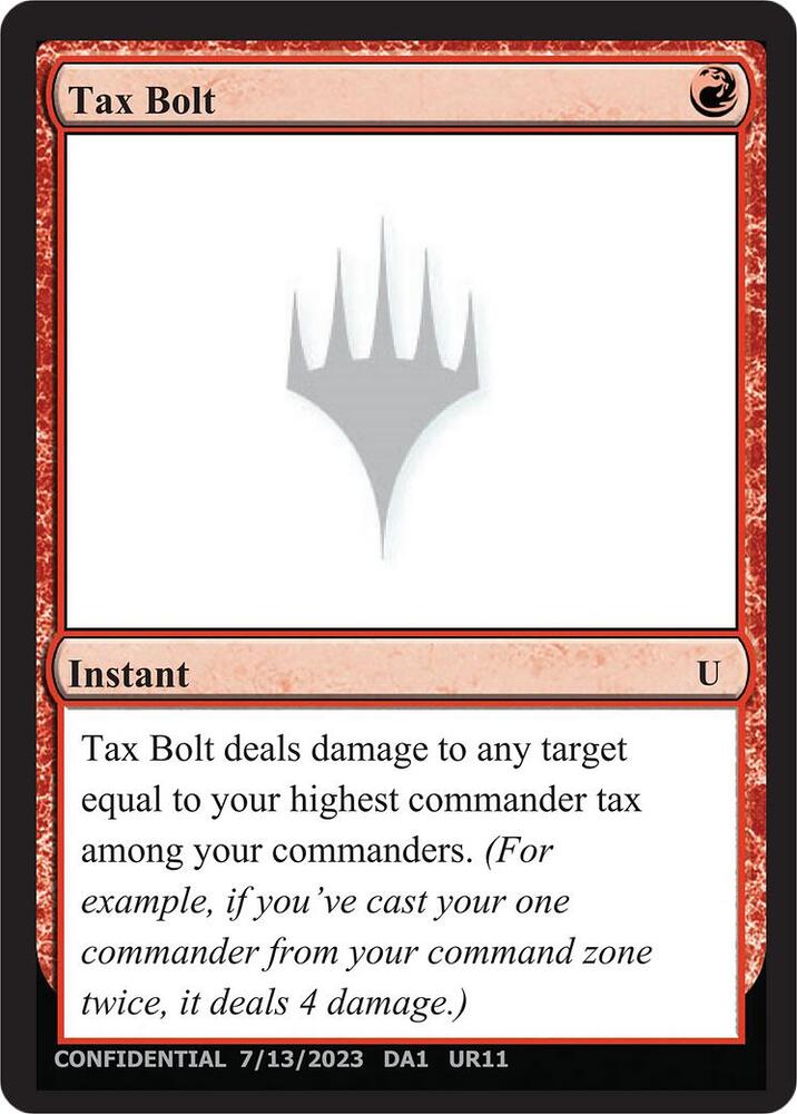 Tax Bolt  (Un-Known Event Playtest Cards)  | Good Games Adelaide SA