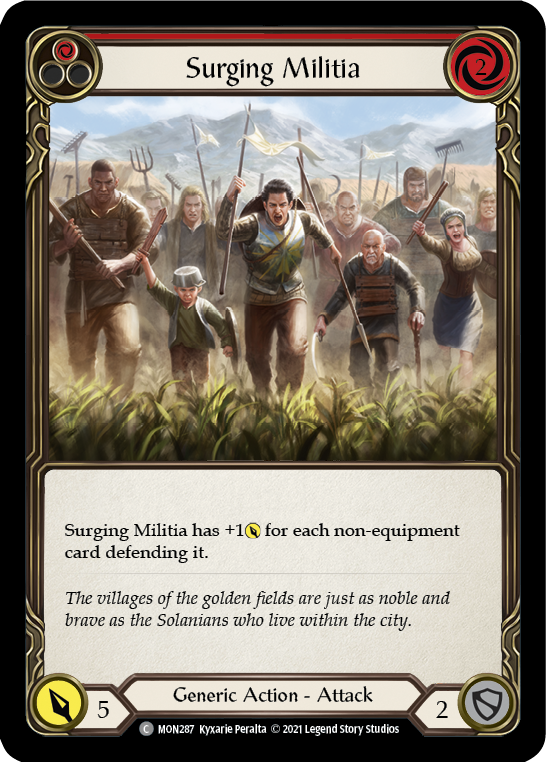 Surging Militia (Red) [MON287-RF] 1st Edition Rainbow Foil | Good Games Adelaide SA