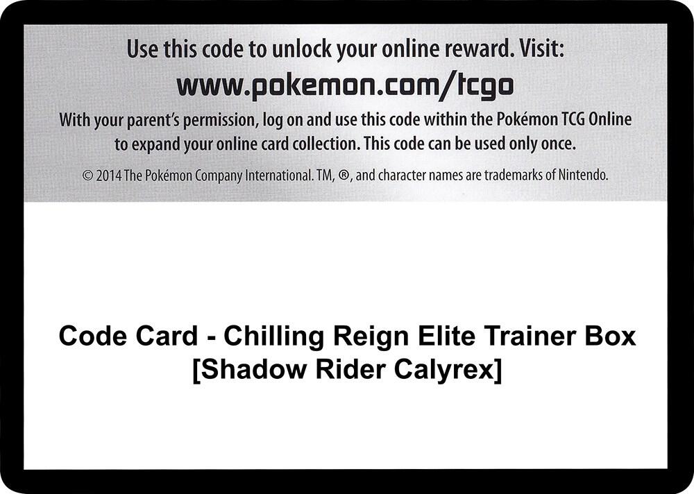 Code Card Chilling Reign Elite Trainer Box Shadow Rider Calyrex  (SWSH06: Chilling Reign)  | Good Games Adelaide SA