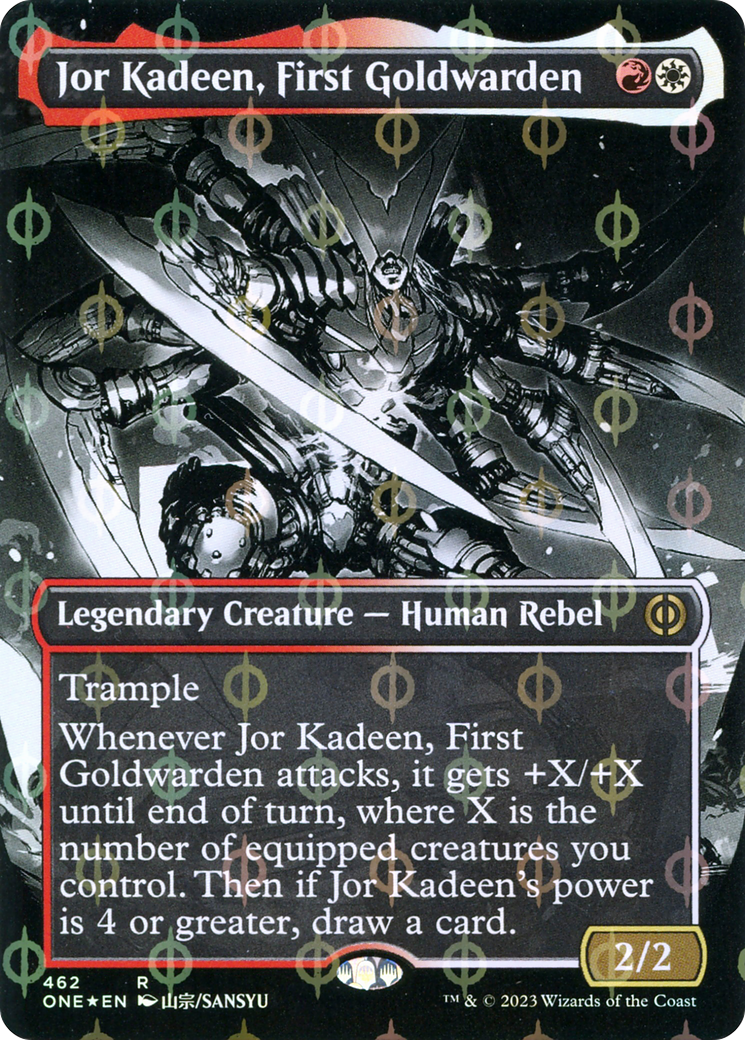 Jor Kadeen, First Goldwarden (Borderless Manga Step-and-Compleat Foil) [Phyrexia: All Will Be One] | Good Games Adelaide SA