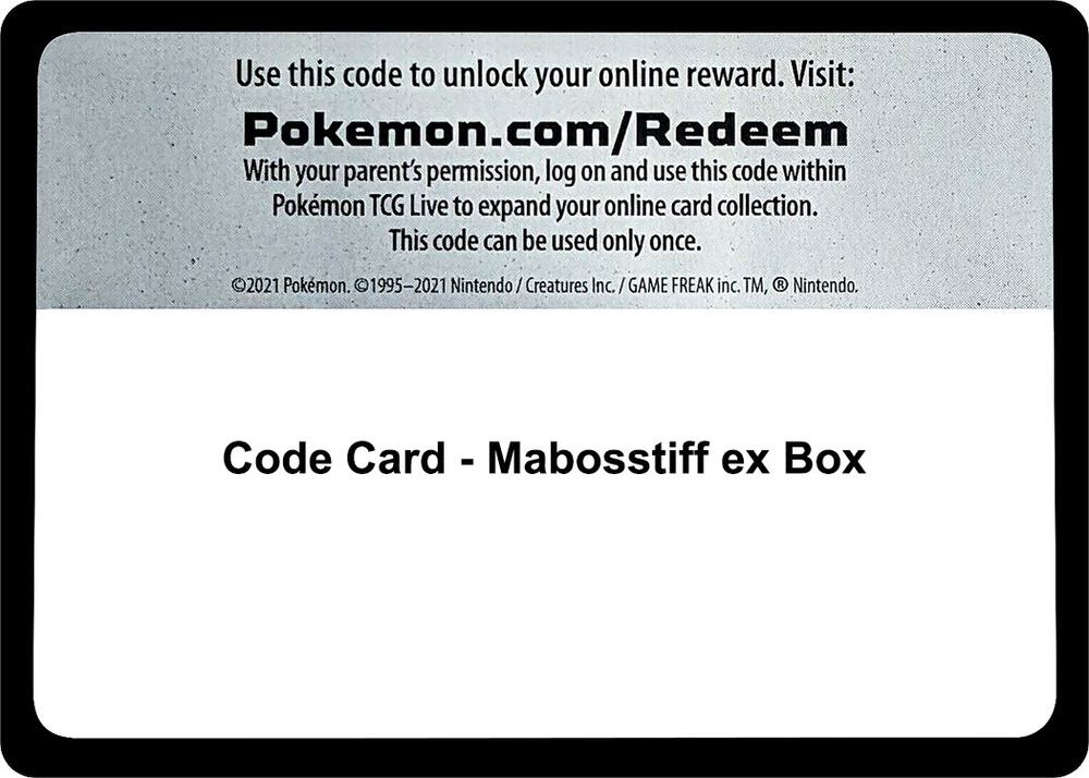 Code Card Mabosstiff ex Box  (Miscellaneous Cards & Products)  | Good Games Adelaide SA