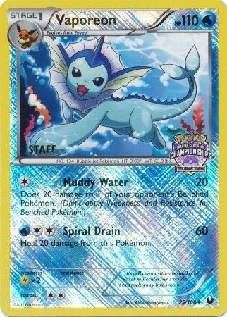 Vaporeon (25/108) (State Province Championship 2013 Promo Staff) [Black & White: Dark Explorers] | Good Games Adelaide SA